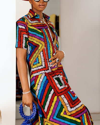 Women's Casual Print Kaftan Maxi Dress