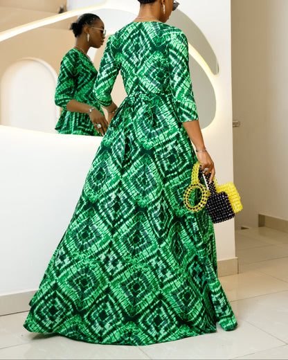 Women's V Neck Wrap Maxi Dress