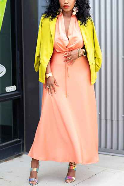 Stunning Halter Neck Sleeveless Belted Maxi Dress