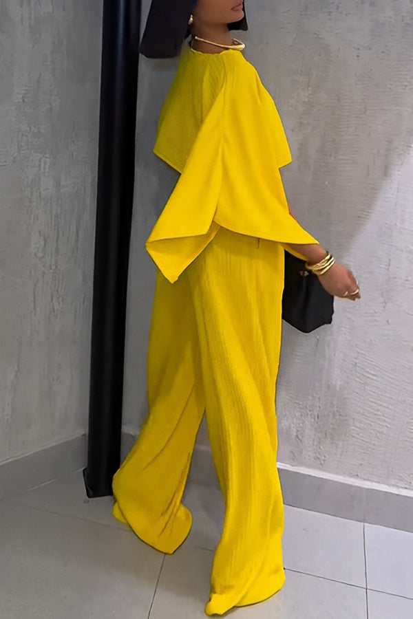Attractive Short Top & Elastic Waist Pants Set