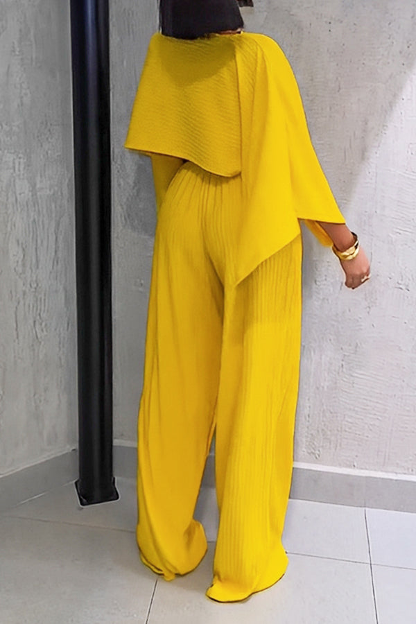 Attractive Short Top & Elastic Waist Pants Set