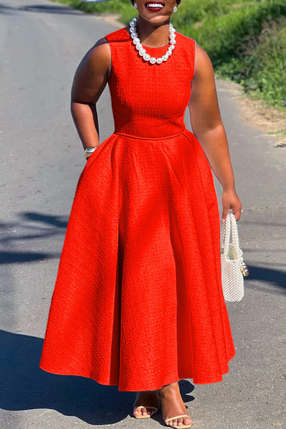 Elegant Boat Neck Sleeveless Swing Dress