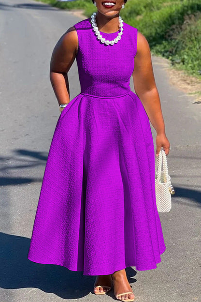 Elegant Boat Neck Sleeveless Swing Dress