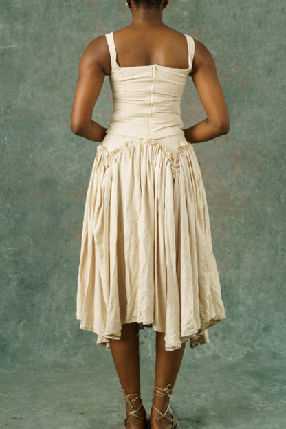 Stylish Square Neck Top & Skirt Set