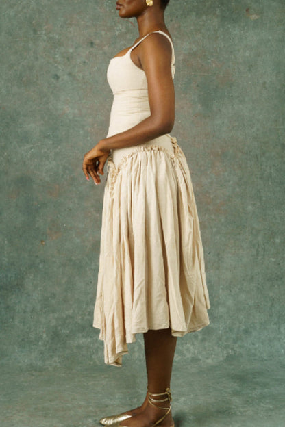 Stylish Square Neck Top & Skirt Set