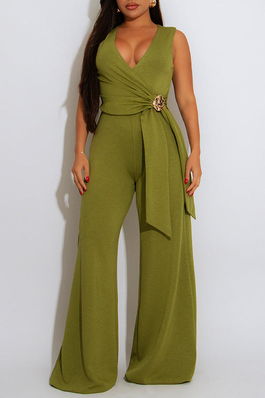 Elegant Twist Front Wide Leg Jumpsuit