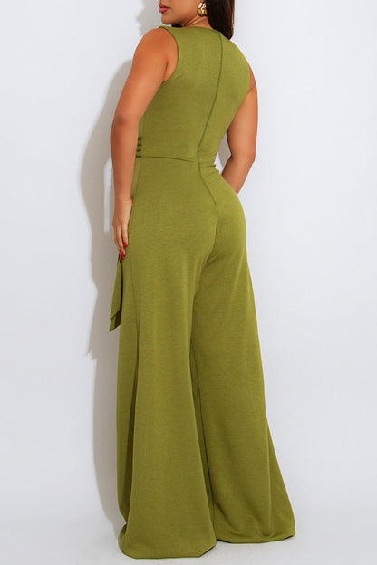 Elegant Twist Front Wide Leg Jumpsuit