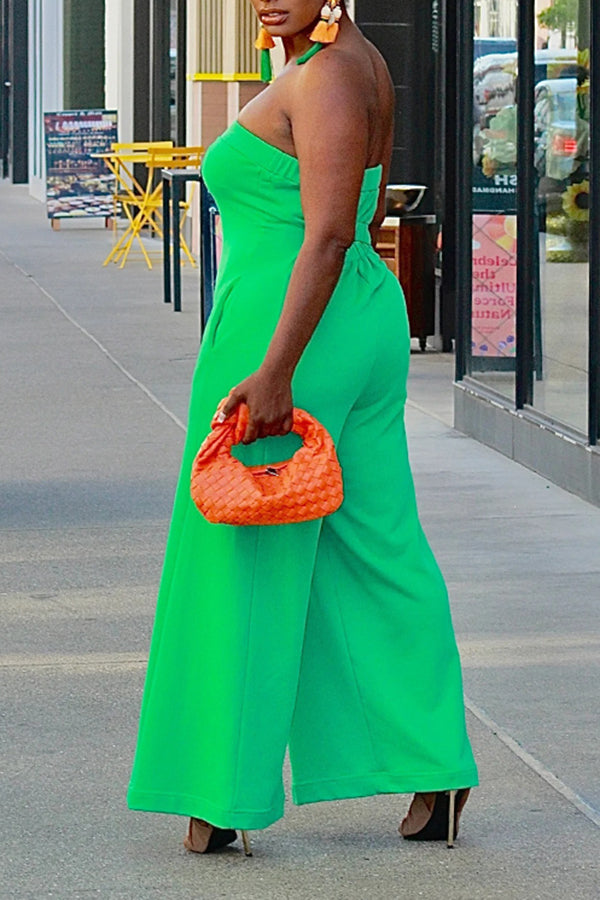 Chic Tube Pockets Wide Leg Jumpsuit