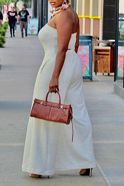 Chic Tube Pockets Wide Leg Jumpsuit