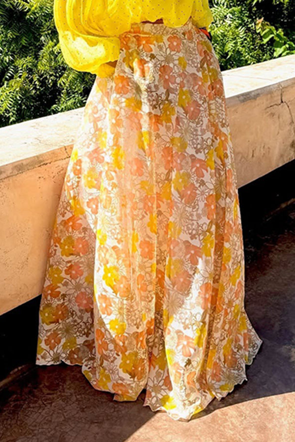 Vacation Pockets Floral Print Skirt