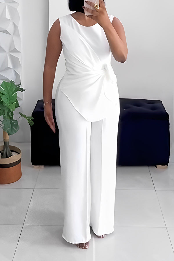 Chic Twist Front Top & Pants Set