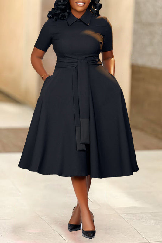 Elegant Twist Front Slant Pocket Midi Dress