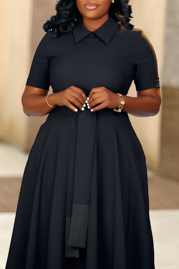 Elegant Twist Front Slant Pocket Midi Dress