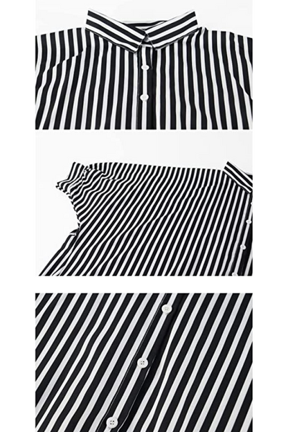 New Season Striped High Low Shirt