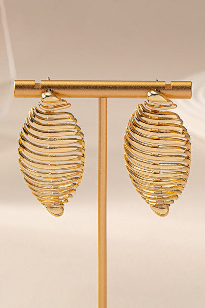 Hollow Out Leaf Shaped Metallic Sheen Dangle Earrings