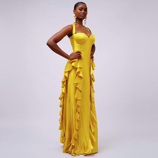 Tube Top Dress Long Dress for Women Slim Fit Ruffled Dress Women's Clothing