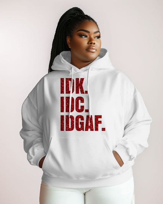 Cotton-IDK IDC IDGAF Print Fashion Daily Long Sleeve Hoodie