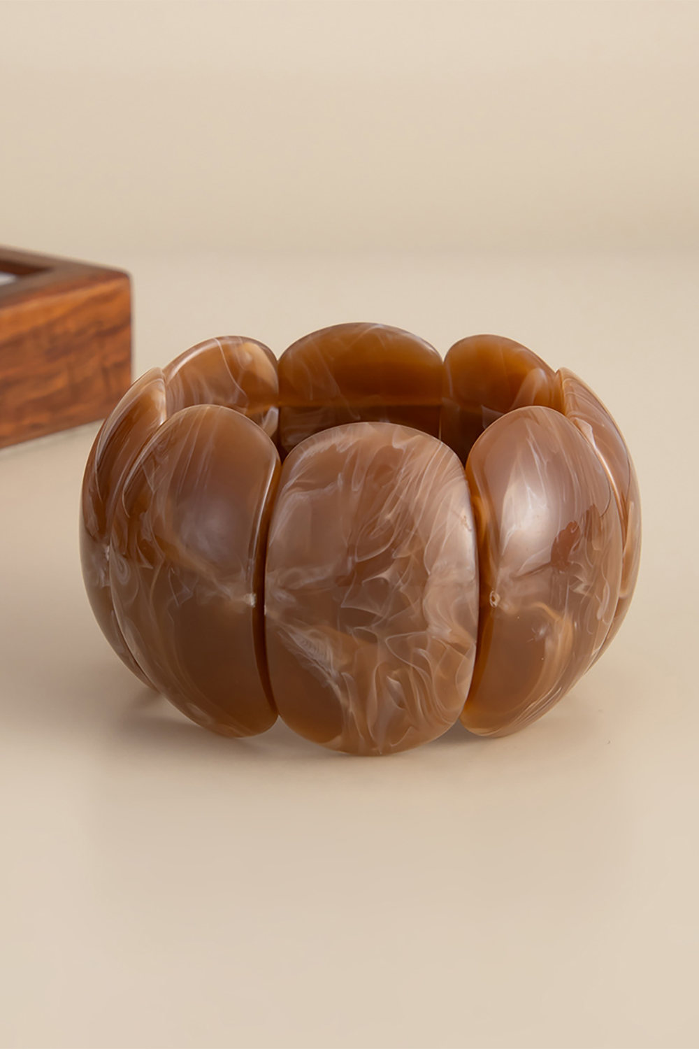 Marble Print Halloween Style Pumpkin Shape Resin Wide Bracelet