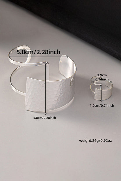 Metallic Sheen Irregular Shaped Open Cuff Bracelet Rings 2pcs Set