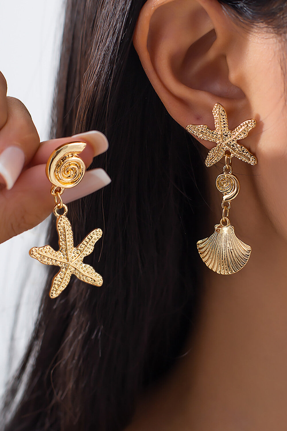 Alloy Starfish Design Vacation Oversize Stud Earrings