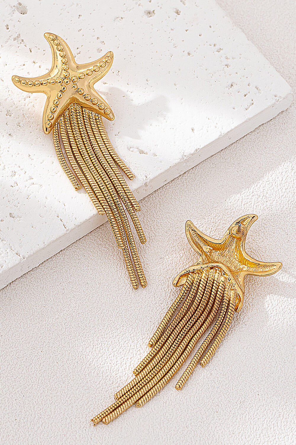 Alloy Starfish Design Fringed Dangle Earrings