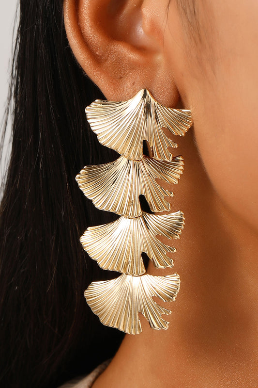Metallic Sheen Ginkgo Leaf Shaped Fashionable Dangle Earrings
