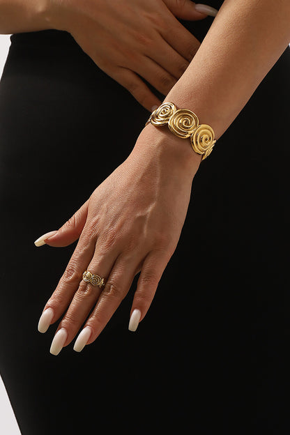 Spiral Design Alloy Open Bracelet Ring Set