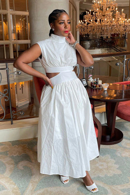 Mock Neck Sleeveless Cutout Maxi Dresses