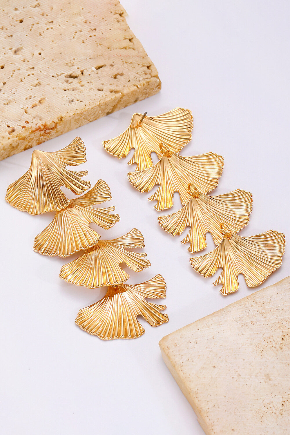 Metallic Sheen Ginkgo Leaf Shaped Fashionable Dangle Earrings