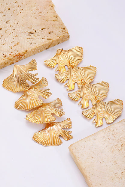 Metallic Sheen Ginkgo Leaf Shaped Fashionable Dangle Earrings