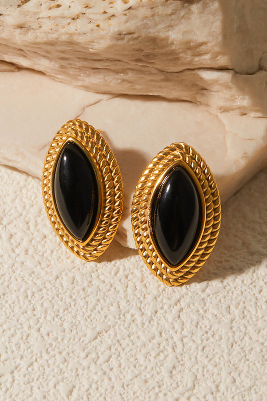 Alloy Spiral Trim Fashionable Oval Stud Earrings