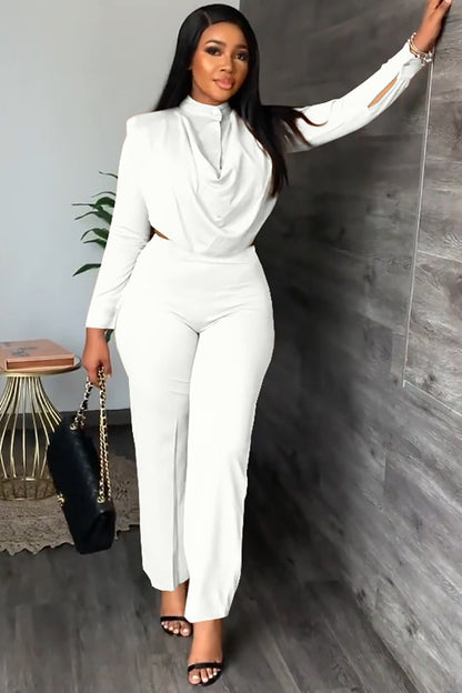 Button Turtleneck Long Sleeve Top Pants Set[Pre Order]