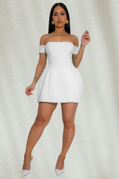 Strapless Draped Sleeve Solid Color A-Line Cocktail Party Mini Dresses-Red