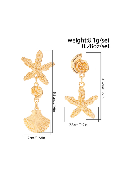 Alloy Starfish Design Vacation Oversize Stud Earrings