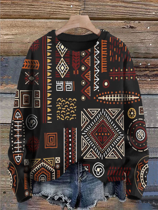 Women's African Tribal Ethnic Style Printed Casual Sweatshirt