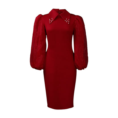 Mesh Stitching Commute Pencil Skirt Dress