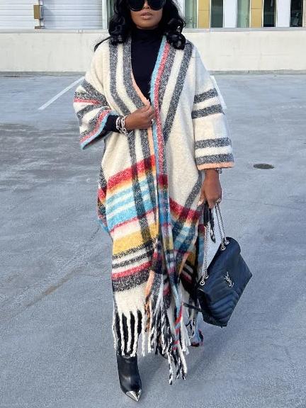 Rich Auntie Winter Open Front Long Kimono