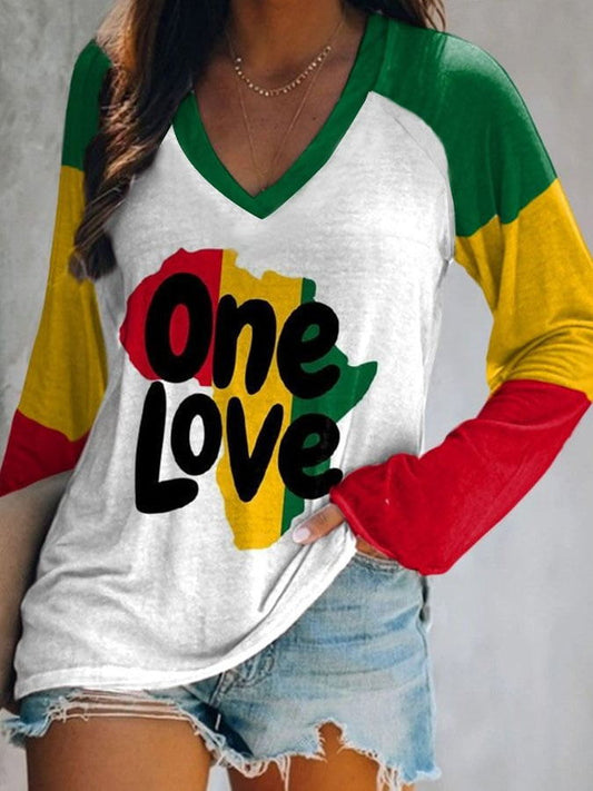 Women's One Love Colorful Colorblock T-Shirt