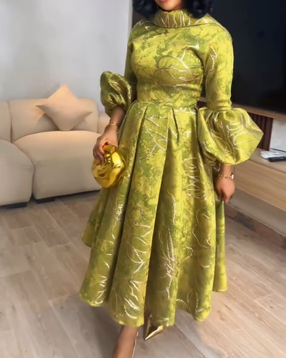 Women's Fashion Elegant  Three-quarter Sleeve Midi Dress