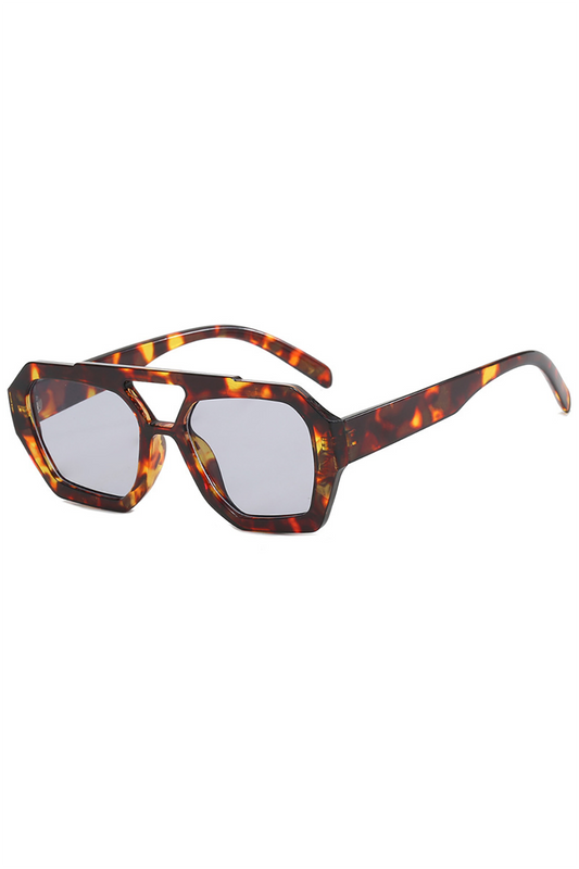 Light Gray Lens Flame Print Irregular Frame Outdoor Sunglasses