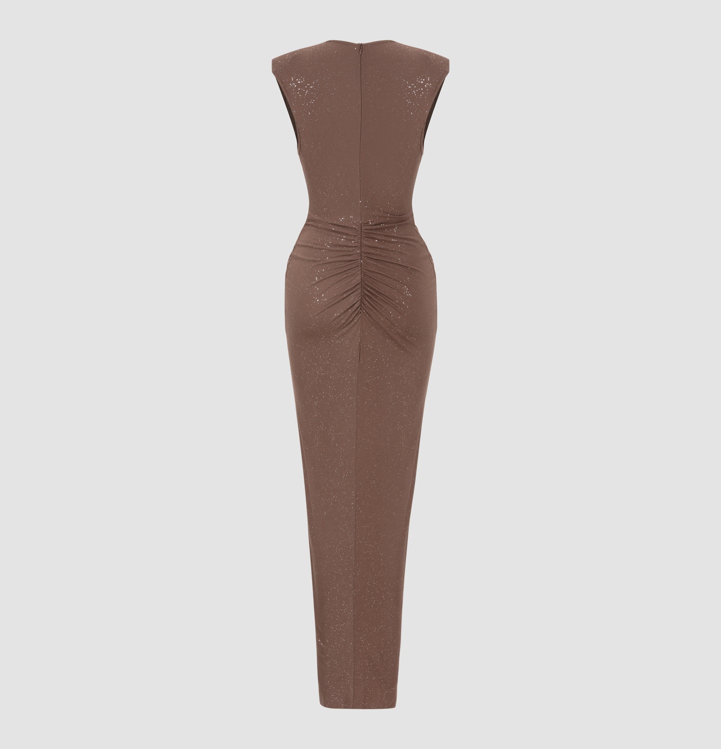 Deep V Pleated Sleeveless Maxi Dress