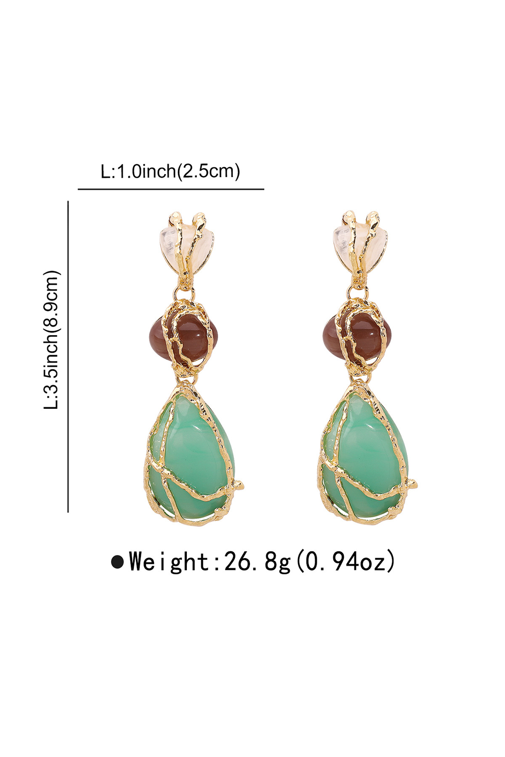 Alloy Wrapped Drop Shaped Pendant Colorblock Dangle Earrings