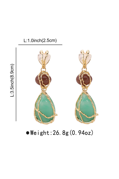 Alloy Wrapped Drop Shaped Pendant Colorblock Dangle Earrings